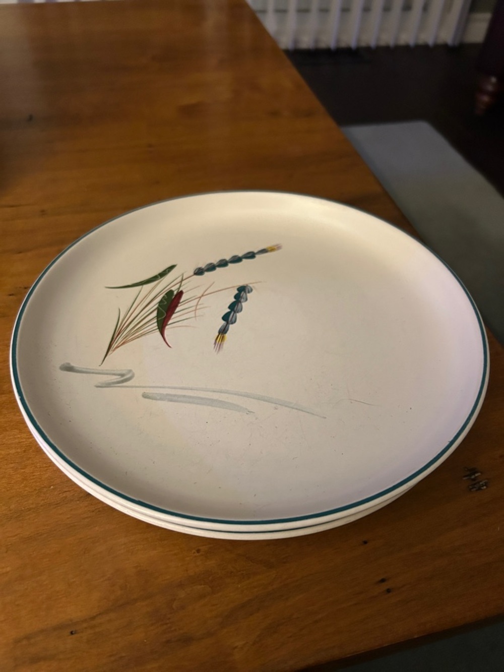 Denby Vintage Greenwheat Dinner Plates x 2